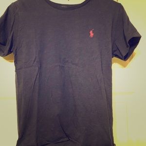 juniors shirt/ navy blue with pink emblem